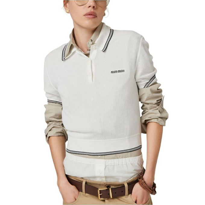 9A+ quality miu miu striped knit polo shirt